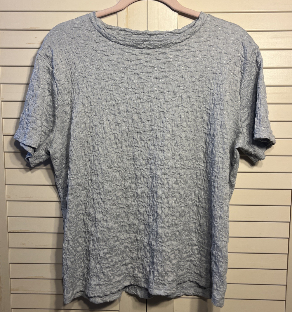 Simply Vera Vera Wang Short Sleeve Top Blouse Gray Puckered Women’s Size XL